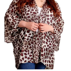 KIMONO NEW WOMENS PLUS LEOPARD TOP CARDIGAN SUMMER CASUAL SHIRT SZ 1 X 2X 3X